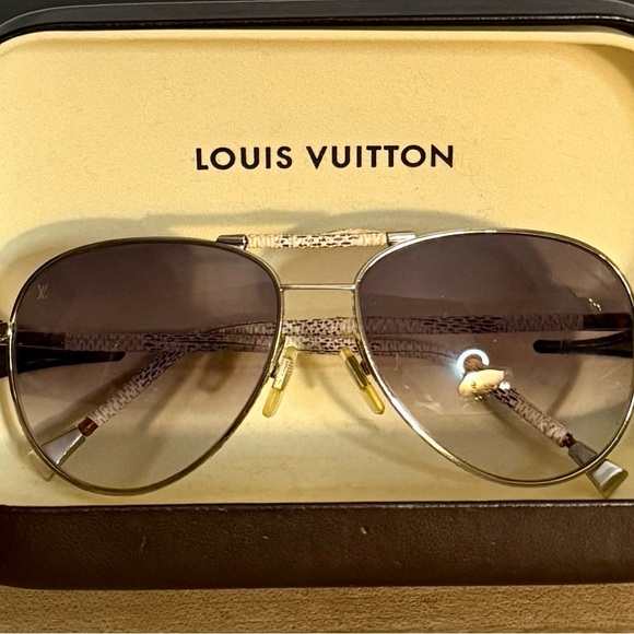 Louis Vuitton Damier Azur Petite Viola Metal Frame Pilot Sunglasses TT1630 - Picture 5 of 13
